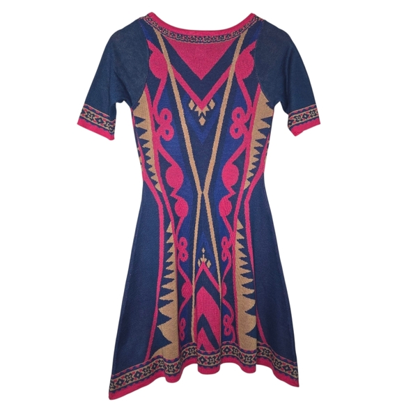 Flying Tomato Aztec Colorful Fit & Flare Knit Sweater Dress Size Small SW3423 - Picture 2 of 9